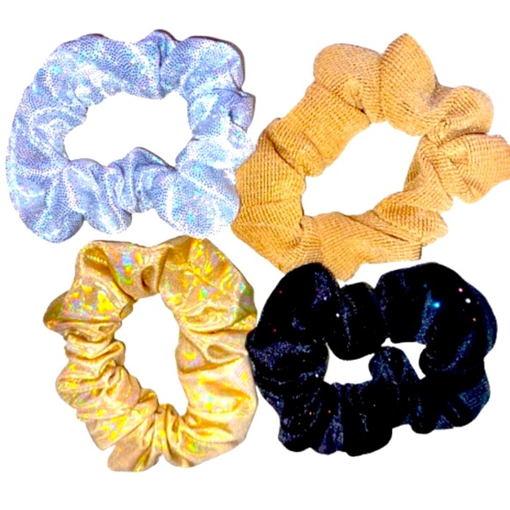 Scunci 4 Pack Girls Scrunchies in Variety of Colors & Materials NWOT